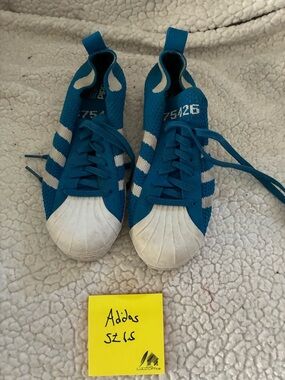 adidas Teal & White Knit Shell-Toe Slip-On Sneakers